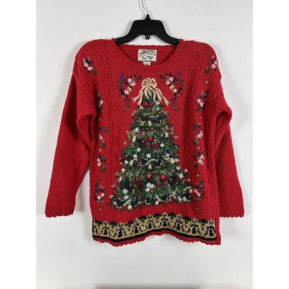 Heirloom Collectibles Sweaters - Vintage Heirloom Collectibles Pullover Sweater Red Women’s Small Christmas Tree